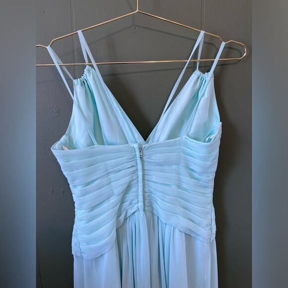 Davids Bridal Dress Womens Size 4 Mint Green Maxi Flowy Bridesmaid Fairy Party - Picture 4 of 14